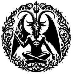 Silhouette of the statue of Baphomet
