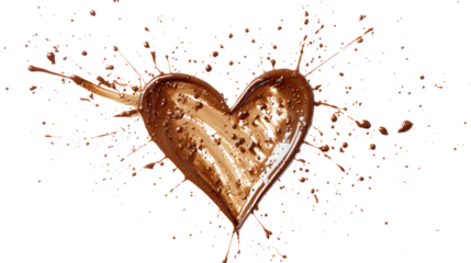 Liquid chocolate heart shape splash valentines day concept love isolated on gray