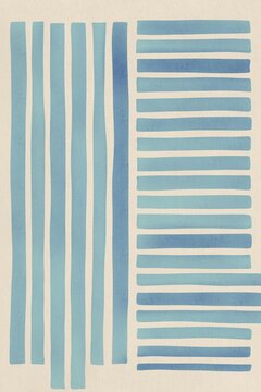 Modern minimalistic geometric blue pattern on coloured background