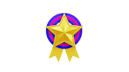Golden Star Award with Ribbons and Target Background