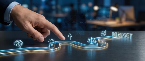 Mindset: Hand Activating Digital Growth Mindset Path