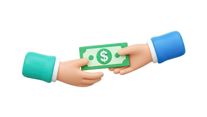 Hands Exchanging Dollar Bill