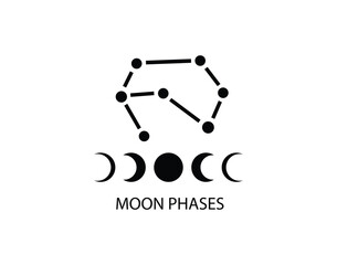 Celestial constellation and moon phases vector icon set Vector © Somon