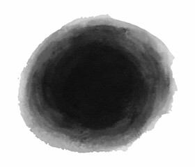 Abstract black ink stains and round watercolor blots. Grunge textures with soft edges and ink bleed effect. Traditional oriental ink wash style for artistic background, labels and zen-inspired. Vector
