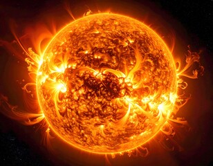 Vivid artistic depiction of the fiery sun's surface and corona