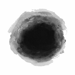 Abstract black ink stains and round watercolor blots. Grunge textures with soft edges and ink bleed effect. Traditional oriental ink wash style for artistic background, labels and zen-inspired. Vector