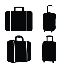 Travel luggage and briefcases silhouette icon vector collection. Vector