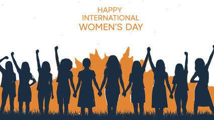 Happy international women's day celebration silhouette isolated on transparent background