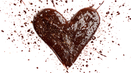 Sweet chocolate heart shape splash for valentines day romance and love isolated