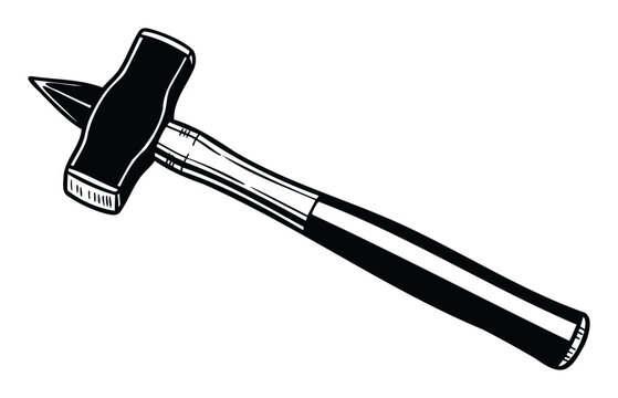 Sturdy pointed hammer hand tool for construction and repair work in industrial settings or as a graphic icon for professional services - Powered by Adobe