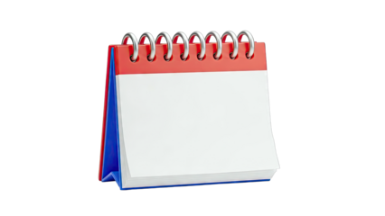 Blank Desk Calendar with Red and Blue Cover