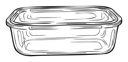 Empty rectangular food storage container with a secure lid ideal for meal preparation and organized kitchen storage solutions in various consumer goods advertisements