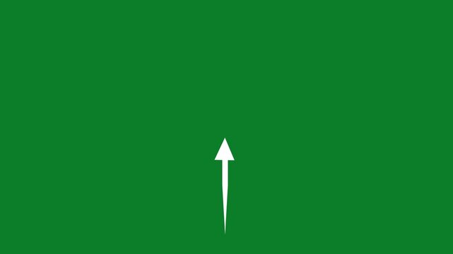 Glowing arrow up and down animation on a green background, white arrow motion graphics, minimalist vertical arrow animation for video, vector illustration. Up arrow icon background. 4k