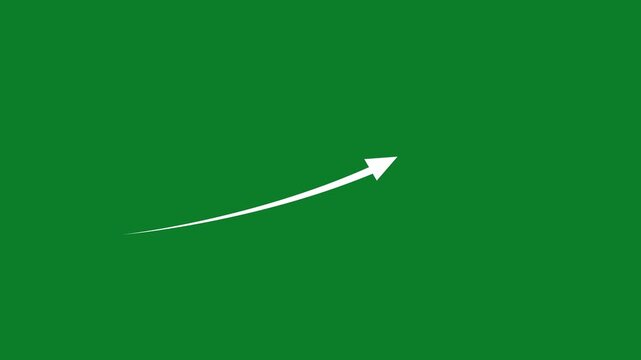 Growing business arrow on green screen. profit arrow business concept, growing chart, white arrow rising with arrow moving up. Economic arrow abstract arrow growth chart direction animation