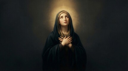 Religious devotion and spiritual solitude with contemplative serenity in sacred imagery