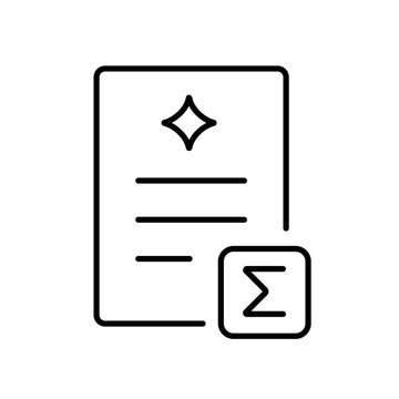 A vector icon showing document summarization with highlighted data sections, created in line style with editable stroke