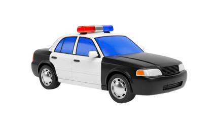 Cartoon Police Car with Red and Blue Lights