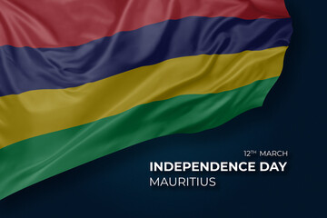 Mauritius independence day greetings card with flag
