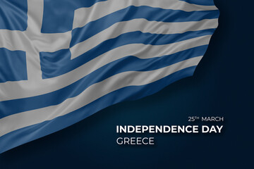 Greece independence day greetings card with flag