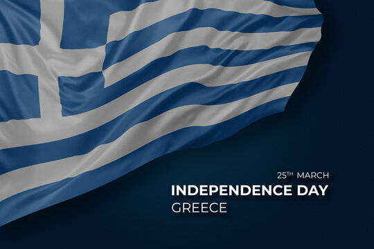 Greece independence day greetings card with flag - Powered by Adobe