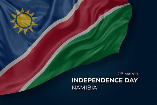 Namibia independence day greetings card with flag