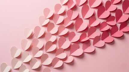 Obraz premium Pink Paper Hearts Pattern on Soft Pastel Background