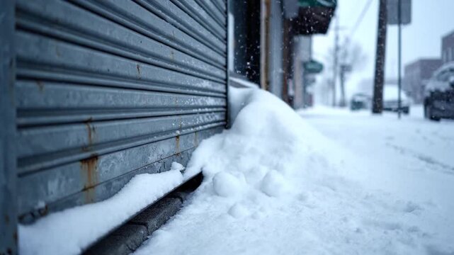 Snowbound Storefront: Winter's Grip on Urban Business