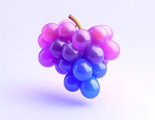 Digitally rendered bunch of spherical grapes, gradient colors, white background