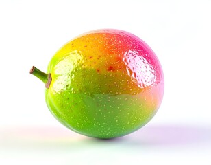 Colorful fruit, vibrant green to pink, glossy skin, white backdrop