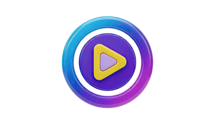 3D Play Button Icon on White Background