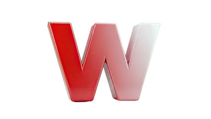 3D Rendered Letter W in Red and White Isolated