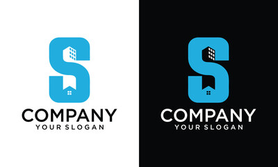 Creative letter S with building logo icon design vector design template inspiration