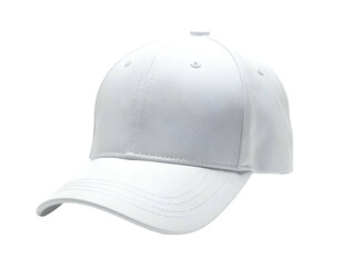 Crisp, pristine white baseball cap with a classic, contoured design