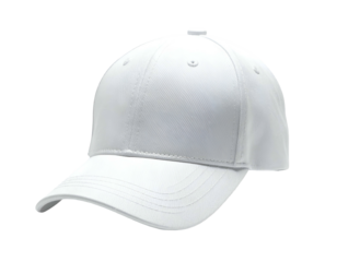 Crisp, pristine white baseball cap with a classic, contoured design