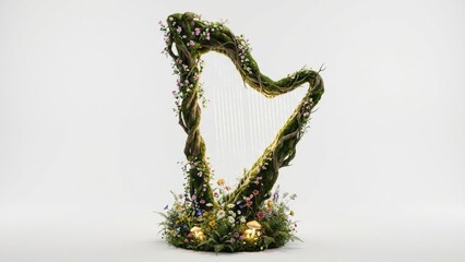 Floral Fantasy Harp Nature Musical Instrument Greenery. Concept featuring harp, floral, nature, musical instrument, greenery.
