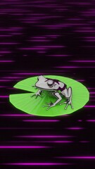 Stylized Frog on Lily Pad Digital Art Nature Vibrant Colors. Concept featuring frog, lily pad, digital art, nature, vibrant colors.