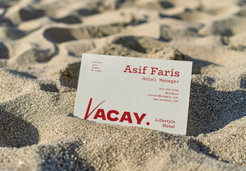 Business Card Mockup On Sandy Beach PSD