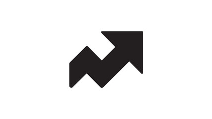 Black Arrow Icon in Simple Design with Bold Lines and White Background for Business Infographics