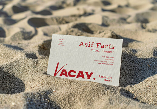 Business Card Mockup On Sandy Beach PSD