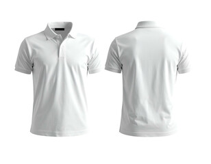 A white polo shirt displayed front and back, isolated on black (2)