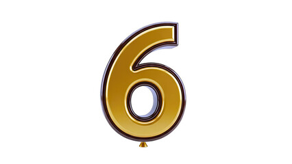 Golden Number 6 Balloon