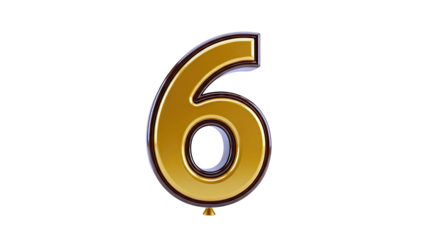 Golden Number 6 Balloon