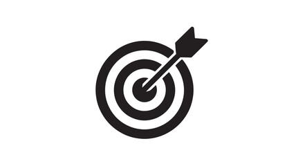 Target with arrow in simple flat design on white background for business icon