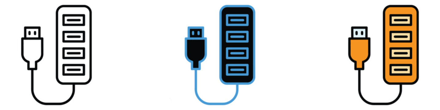 USB hub icon vector. multiple device connectivity option symbol. vector illustration.