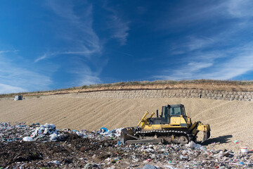 Pollution concept. Garbage pile in trash dump or landfill