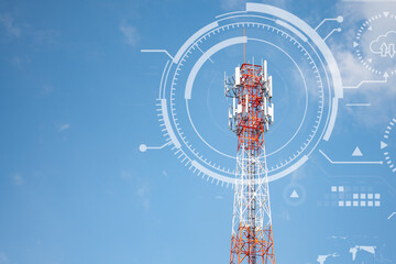 telecommunication mast TV antennas wireless technology for internet network concept