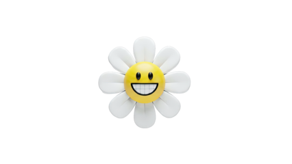 Smiling Flower Emoji on White Background