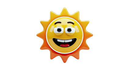 Smiling Sun Emoji on White Background