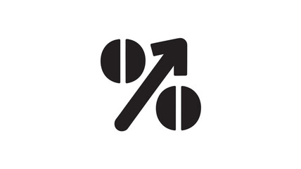 Percentage sign with upward arrow in simple flat design on dark gray background for financial growth