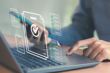 checklist Complete the performance review digital form checklist.business people using evaluation questionnaire evaluation